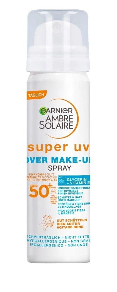 Garnier Ambre Solaire Super UV Over Make Up Mist SPF50+ Protezione solare in spray Viso 50 Adulti
