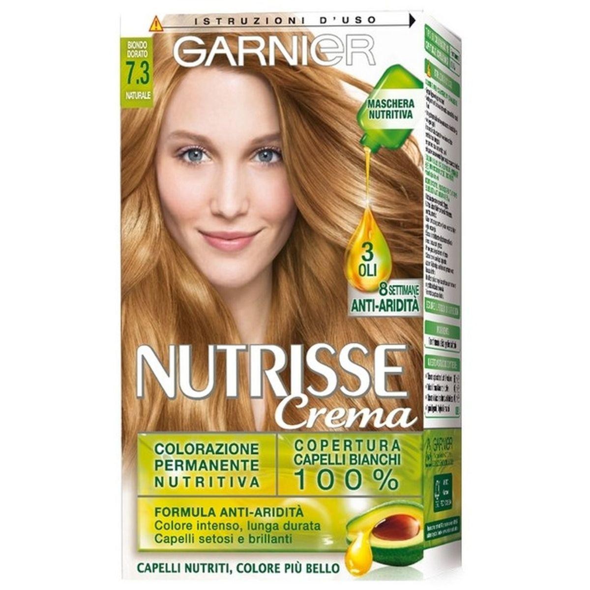 Nutrisse Biondo Dorato Miele 7 30 8001960124326 Garnier Capelli Garnier Colorazione Garnier Dirette Senza ammoniaca, senza resorcina, senza parabeni. garnier nutrisse creme biondo dorato naturale 7 3