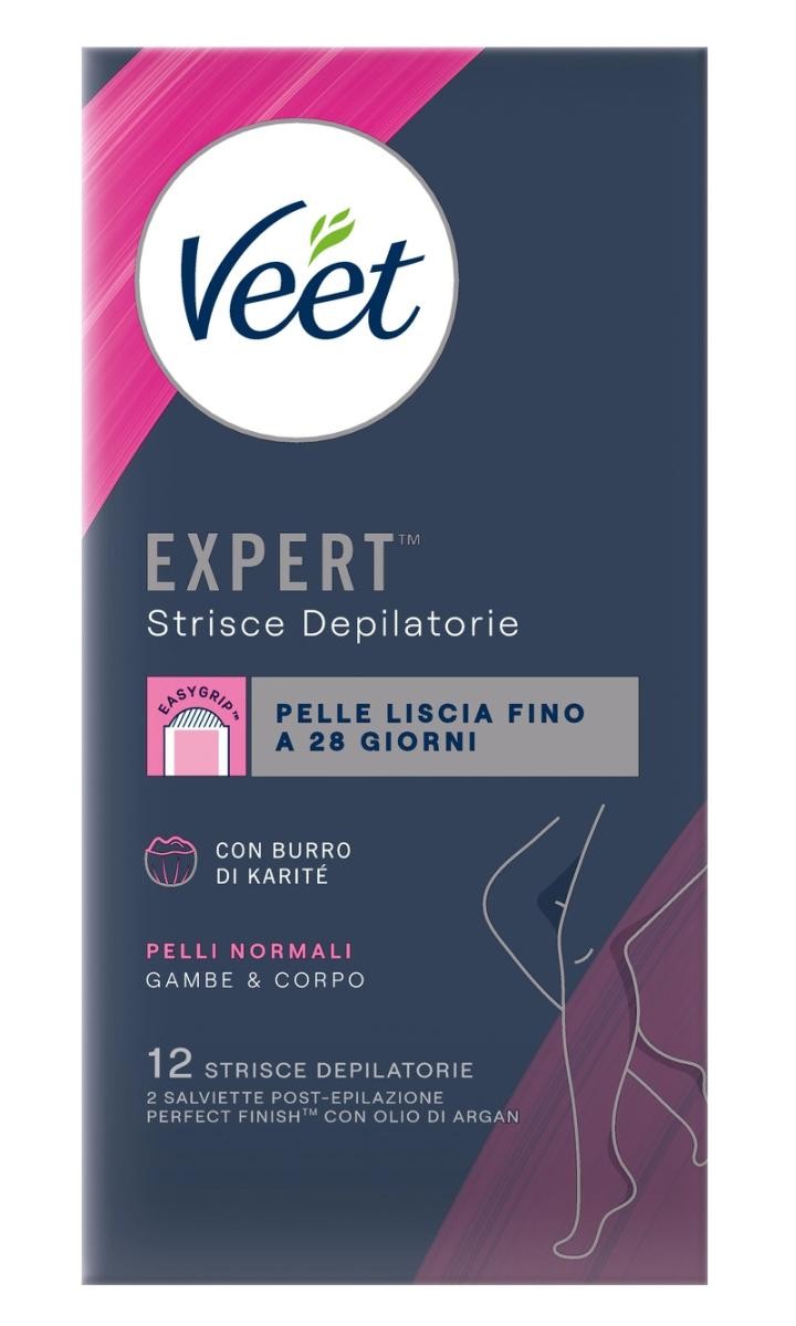 Veet Strisce Depilatorie Expert Corpo & Gambe Pelli Normali, 12 pz