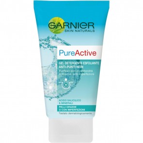 Garnier PureActive Gel Detergente Esfoliante Anti-Punti Neri, 150 ml