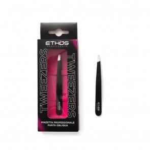 Ethos Tweezers - Pinzetta Nera Professionale Punta Obliqua